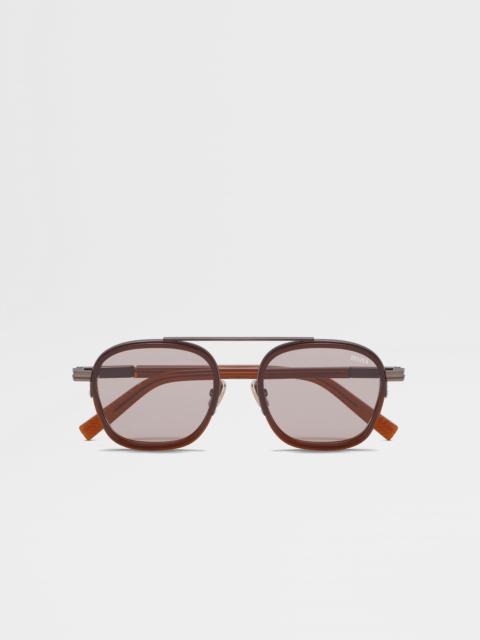 ZEGNA DARK FOLIAGE ORIZZONTE I ACETATE AND METAL SUNGLASSES