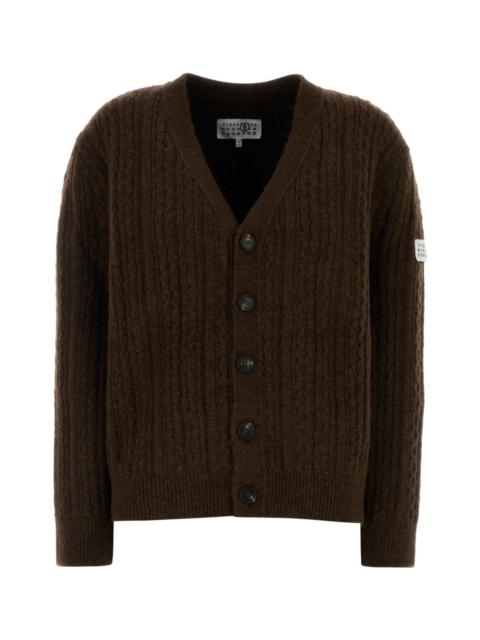 MM6 Maison Margiela Brown Stretch Wool Blend Cardigan