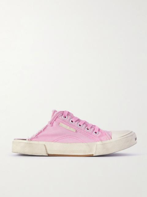 BALENCIAGA Paris High distressed rubber and cotton-canvas slip-on sneakers Pink