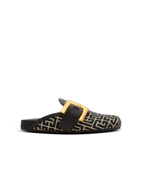 Balmain Anthem mules in jacquard canvas with PB monogram