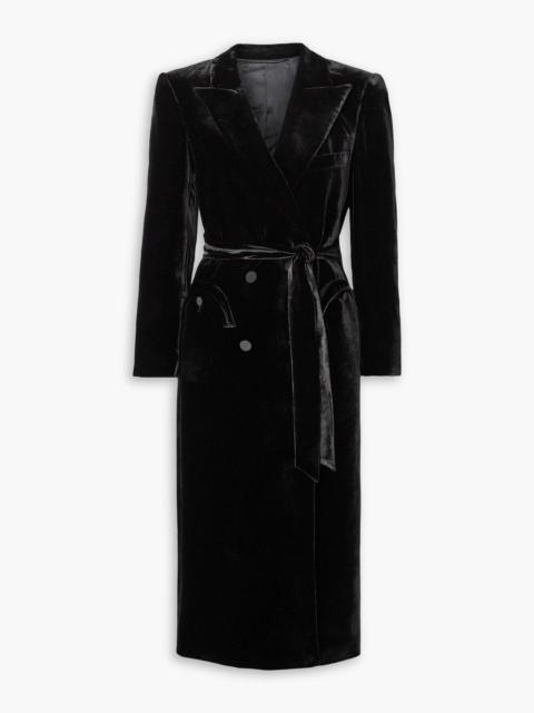 BLAZÉ MILANO Afterglow double-breasted belted velvet midi dress