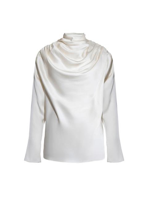 KALLMEYER Tabitha Draped Satin Blouse ivory