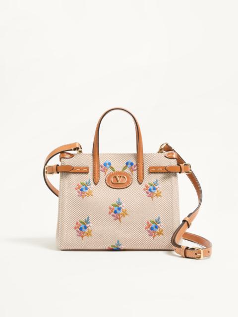 Valentino VALENTINO GARAVANI ANTIBES SMALL CANVAS SHOPPING BAG WITH EMBROIDERY