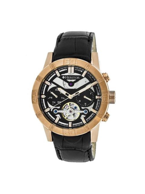 Other Designers Heritor Hannibal Quartz Black Dial Black Leather Men's Watch HR4106