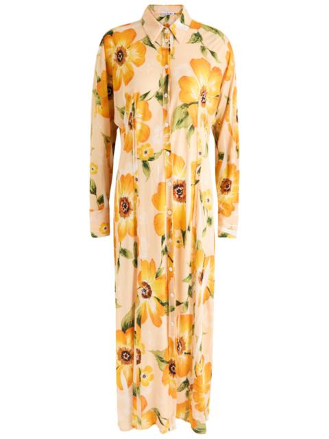 Acne Studios Floral Printed Midi Shirt Dress
