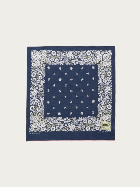 Kapital Fastcolor Selvedge Bandanna (CHURCHILL GARDEN) 20x20 - Navy