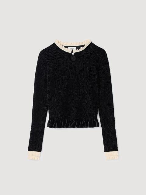 Sandro SMOCKED LONG-SLEEVED SHIRT