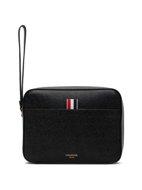 Thom Browne Black Pebble Grain Leather Pouch