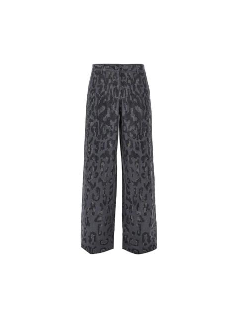 PINKO Pinko Strass-Embellished Leopard Pants Grey Women