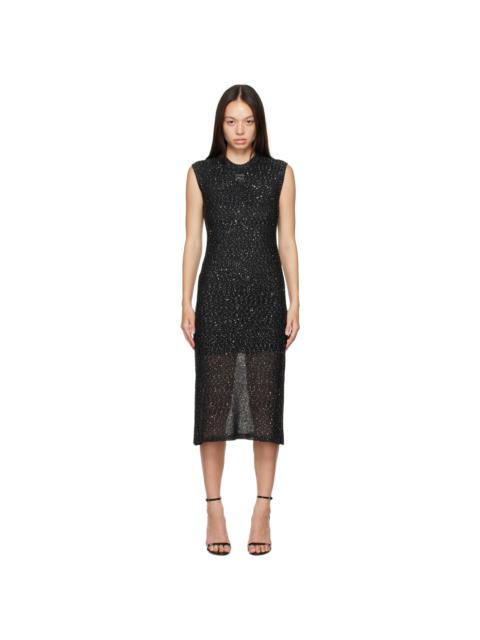 MSGM Black Glitter Midi Dress