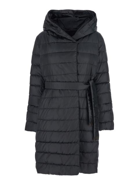 Max Mara Max Mara Women 'Novef' Black Down Jacket With Reversible Design And Waist Belt In Tech Fabric Woman