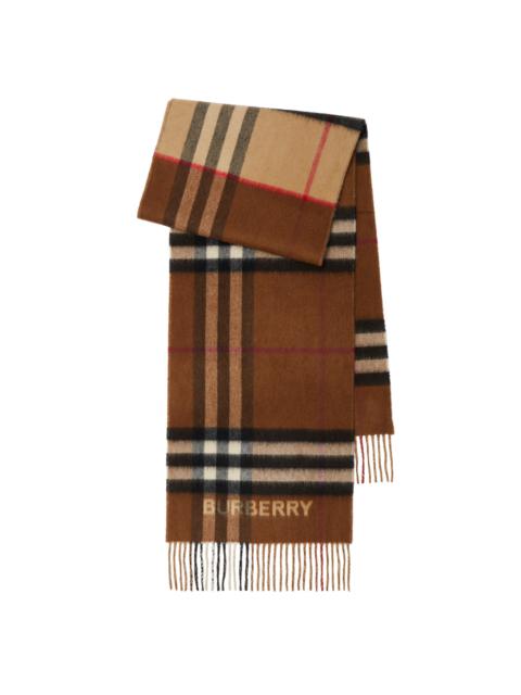 Burberry burberry Contrast Check Cashmere Scarf in Archive Beige/birch Brown at Nordstrom