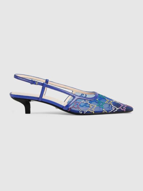 GUCCI Gucci GG Crystal Mesh Slingback Pumps