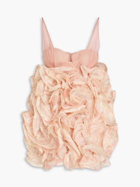 Zimmermann Ruffled printed linen and silk-blend mini dress