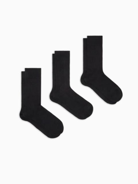 EMPORIO ARMANI THREE-PACK OF ASV SOCKS WITH A JACQUARD PATTERN