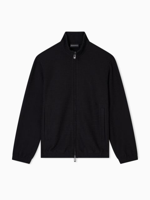 EMPORIO ARMANI ASV FULL-ZIP SWEATSHIRT IN LYOCELL-BLEND JACQUARD JERSEY