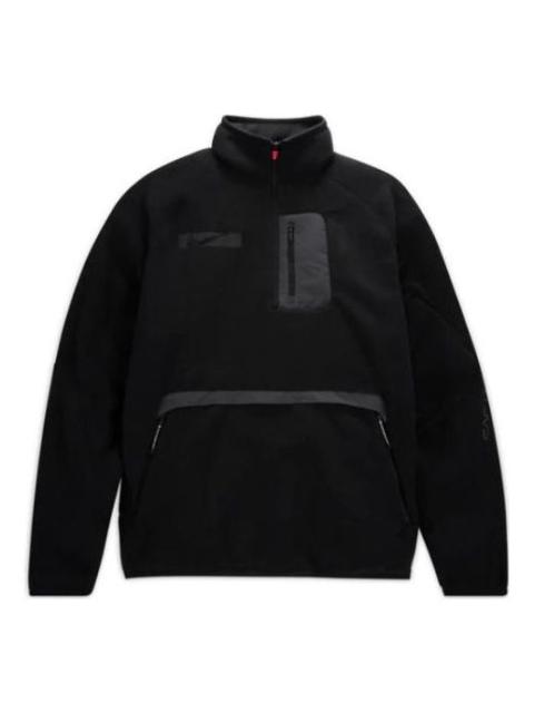 Nike Nike x Travis Scott Solid Color Half Zipper Pocket Stand Collar Casual Jacket 'Black' DM1283-010