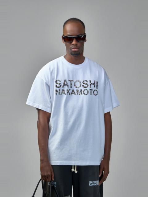 SATOSHI NAKAMOTO Pearl Studded Logo Tee