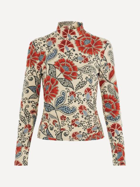 FARM RIO Francesca Sand Jersey Long-Sleeve Blouse