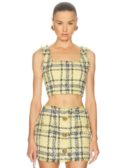 Balmain Glitter Tweed Tartan Top