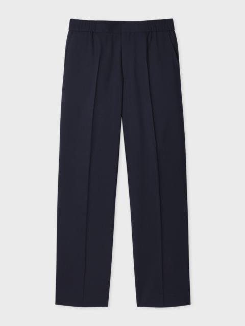 Paul Smith Dark Navy Wool Elasticated-Waist Trousers