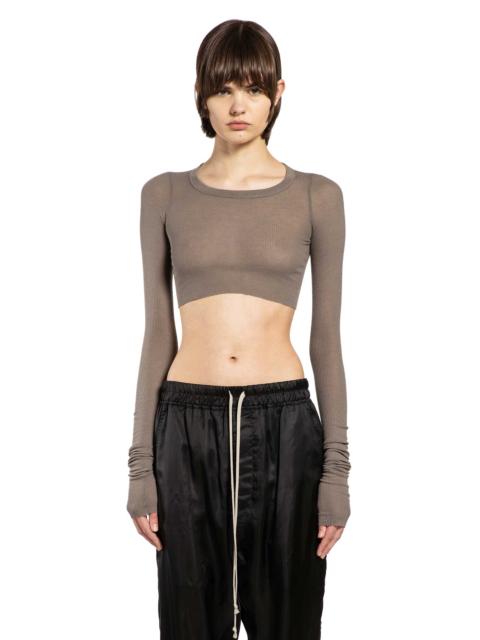 Rick Owens Temple Ls Crop Tee In Viscose Silk Rib