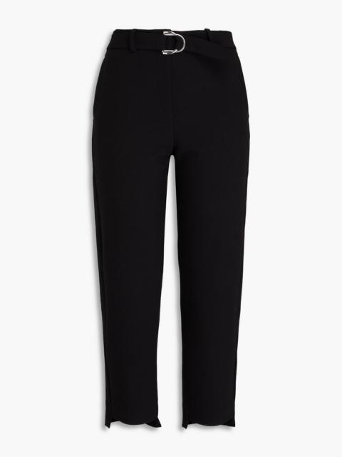 maje Cropped belted crepe tapered pants