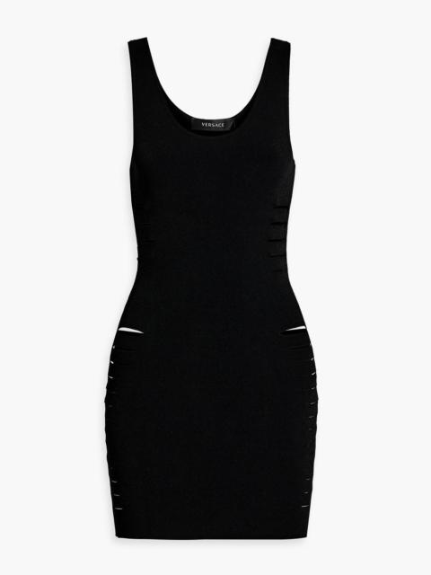 VERSACE Cutout stretch-knit mini dress