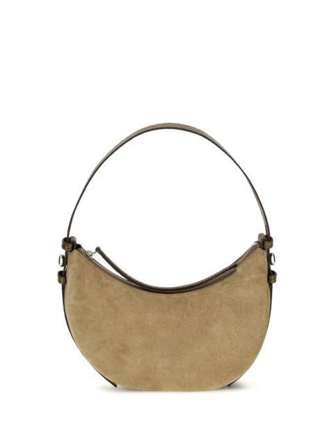 TORY BURCH Tory Burch Romy Suede Crescent Shoulder Bag Stone