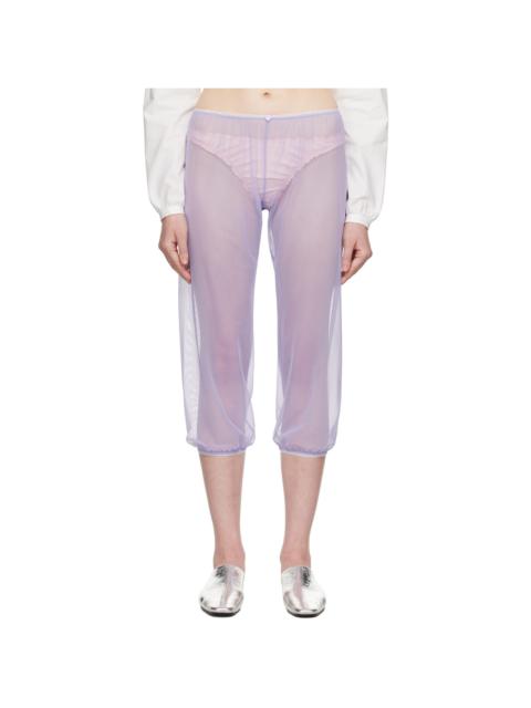 COLLEEN ALLEN Purple Stretch Tulle Sleep Capri Trousers