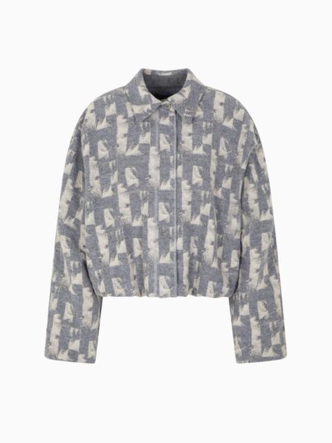 EMPORIO ARMANI JACQUARD WOOL-BLEND BLOUSON WITH AN IRREGULAR GEOMETRIC MOTIF
