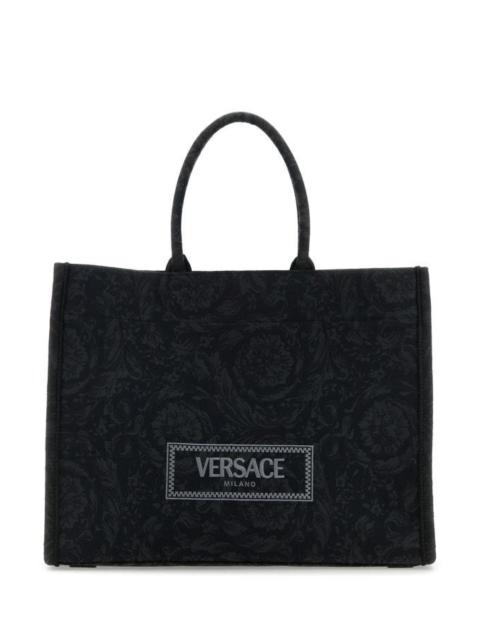 Versace Woman Embroidered Fabric Big Athena Shopping Bag