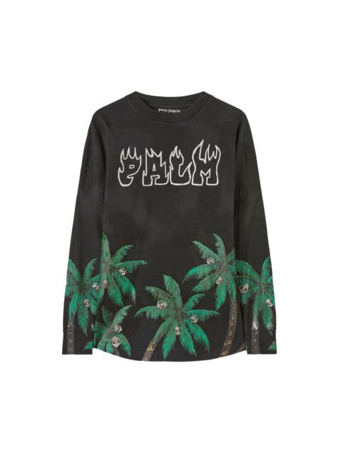 Palm Angels Palm Angels Palms And Skull Over Tee Long-Sleeve 'Black/Green'