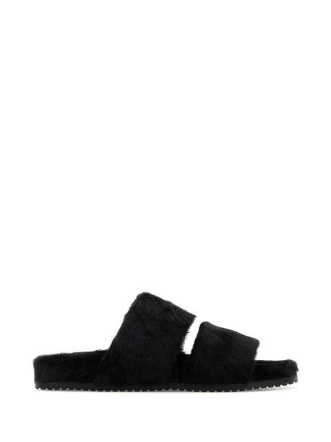 Dolce & Gabbana Dolce & Gabbana Men Black Calf Hair Dg Casual Slippers