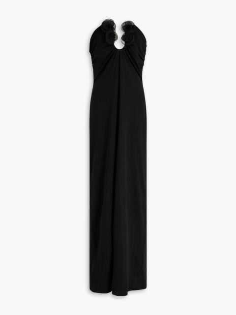 MAGDA BUTRYM Strapless floral-appliquéd stretch-jersey maxi dress