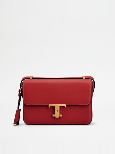 Tod's T TIMELESS FLAP BAG IN LEATHER MINI - RED