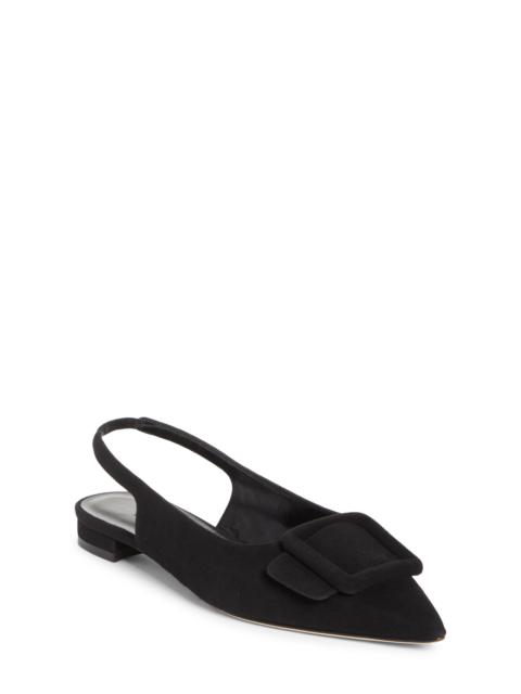 Manolo Blahnik Manolo Blahnik Maylura Buckle Pointed Toe Slingback Flat in Black at Nordstrom