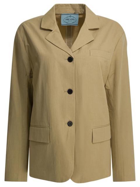 Prada Prada Single-breasted Cotton Blazer Beige Women