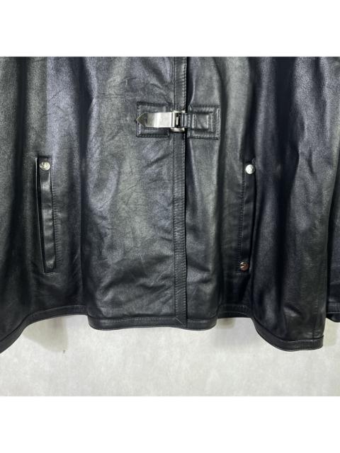 Rare! Vintage Courreges Paris Buckle Double Collar Leather Jacket