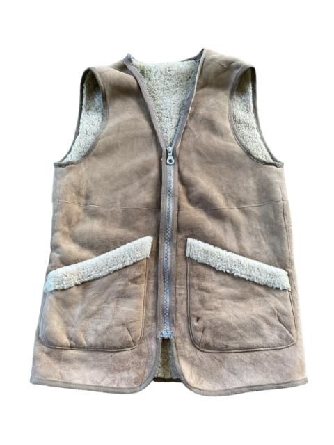 Other Designers 🔥RARE Vintage Unknown Sheepskin Zipper Vest