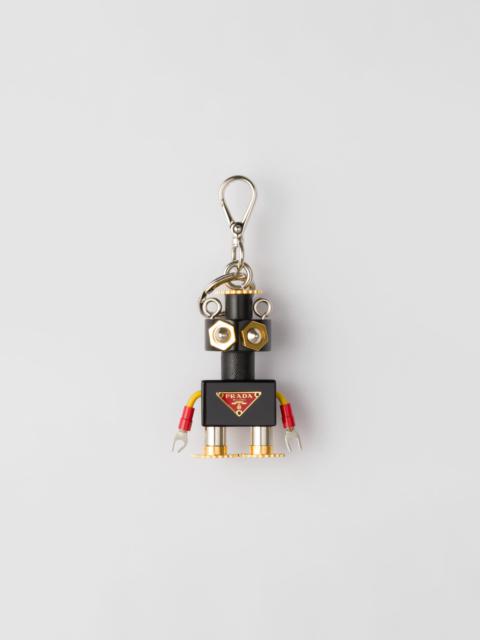 Prada Plexiglas and Saffiano leather Robot keyring charm