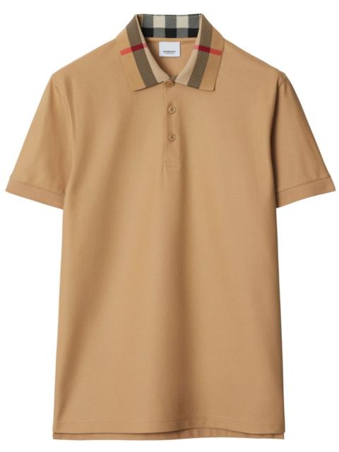 Burberry Burberry Men Check Collar Cotton Polo Shirt