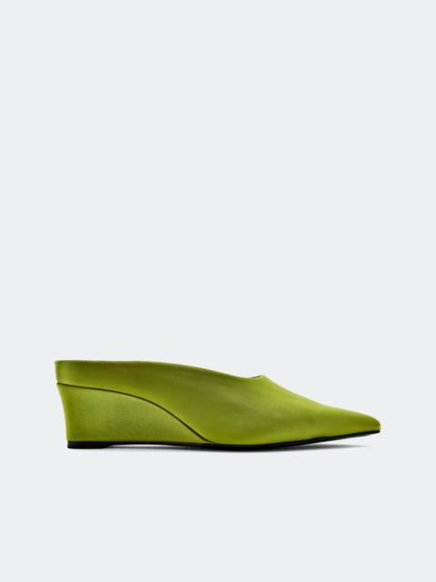 SIMONMILLER Satin Pointed Gala Wedge In Moss