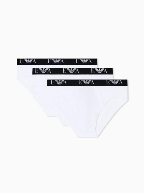 EMPORIO ARMANI THREE-PACK OF STRETCH JERSEY BRIEFS WITH EA LOGOBAND