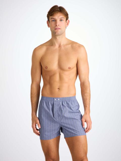 Derek Rose Men's Classic Fit Boxers Felsted 3 Cotton Blue