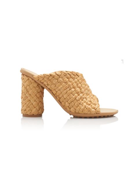 Bottega Veneta Atomic Intrecciato Raffia Sandals tan