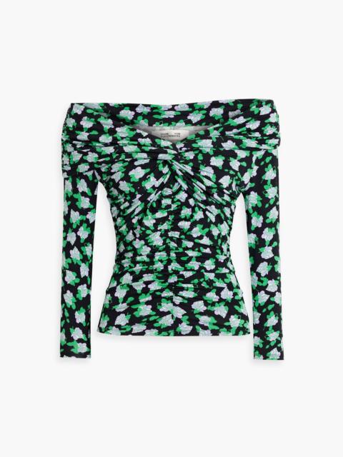 DIANE VON FURSTENBERG Leia off-the-shoulder floral-print stretch-jersey top