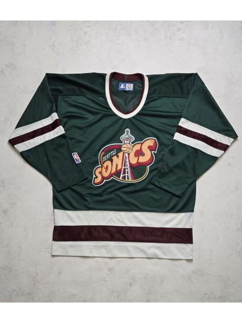 Other Designers Vtg Rare 90s NBA Seattle SuperSonics Starter Hockey Jersey