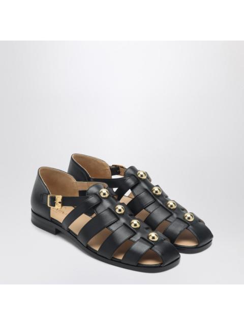 Valentino Garavani Black Leather Fisherman Sandals With Studs Men