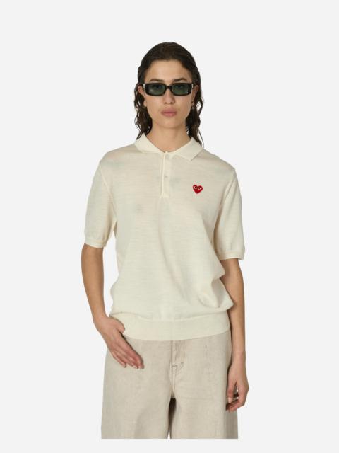 Comme des Garçons PLAY Red Heart Polo Sweater Off White